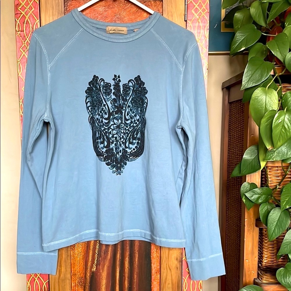 i. e. Relaxed T-Shirt Top Cotton Blend Blue Long Sleeve Women’s Sz: L